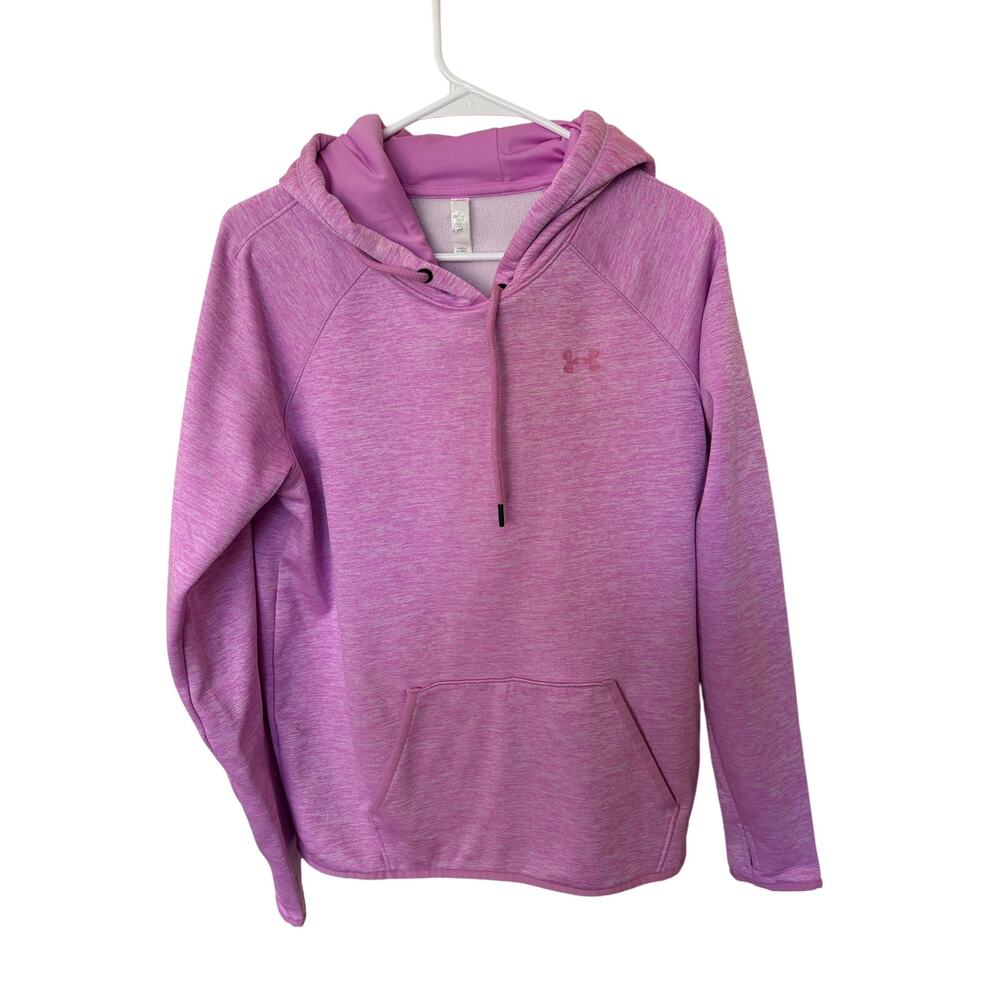 Under Armour Women’s Pink Heather Pullover Hoodie Thumbholes Kangaroo Pocket